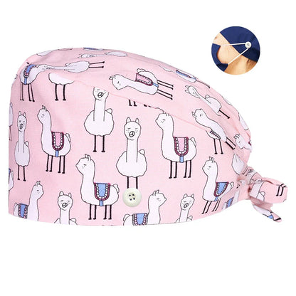 Cralom Cartoon Print Cotton Scrub Caps for Pet Grooming & Medical Professionals