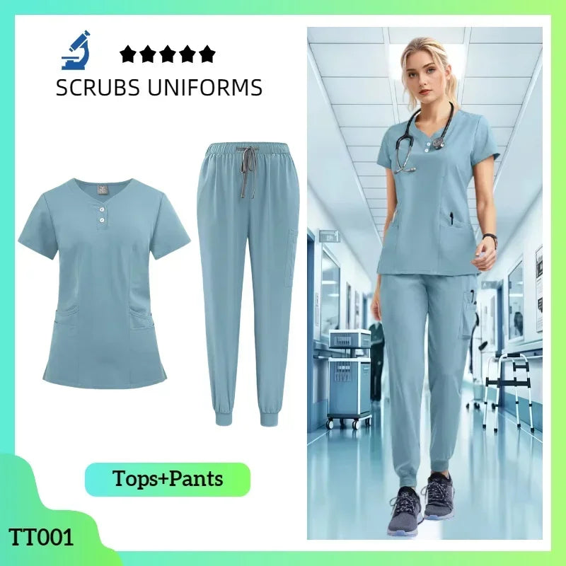 Cralom Women's Lab Coat & Unisex Pants Set