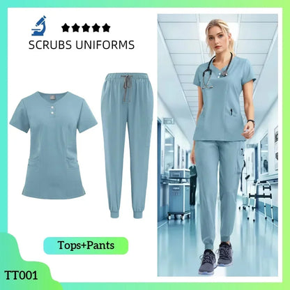 Cralom Women's Lab Coat & Unisex Pants Set