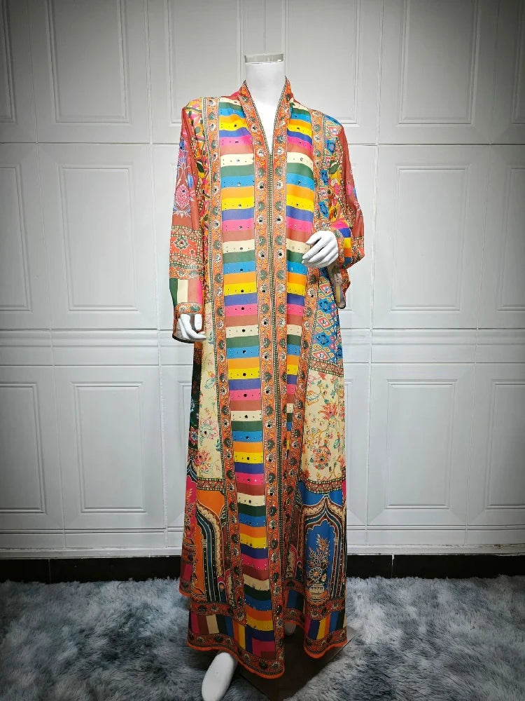 Cralom Bohemian Printed Abaya Kaftan Dress by Cralom