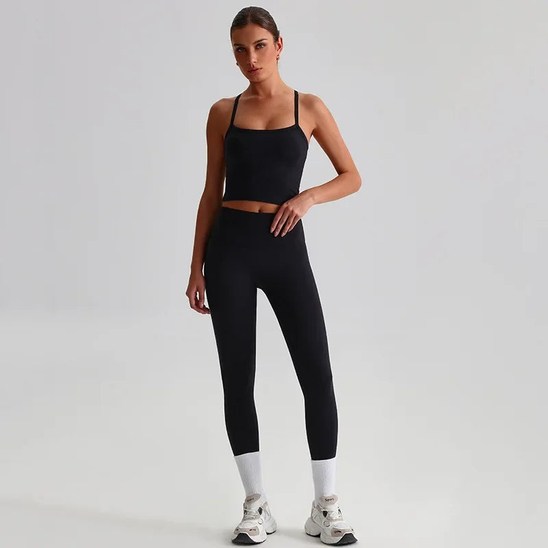 Cralom Naked Feel Seamless Yoga Set: Sports Bra & High-Waisted Leggings