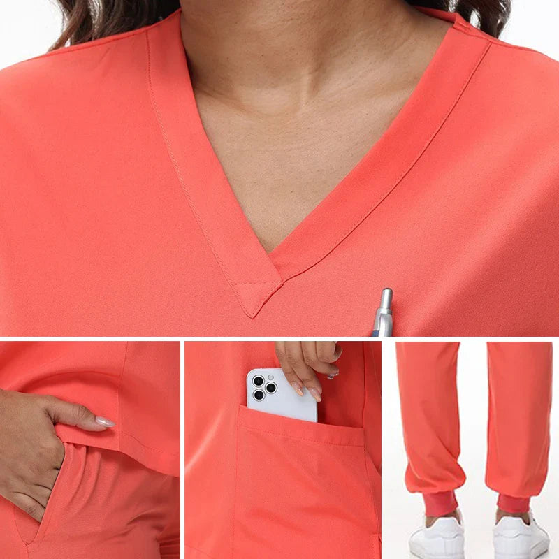 Cralom V-Neck Scrub Set - Premium Nurse Uniform & Doctor Surgical Workwear