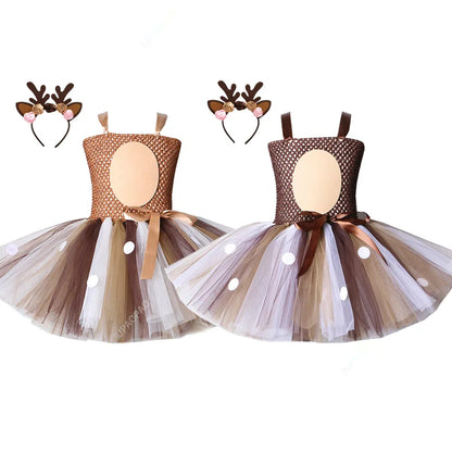 Cralom Sparkly Elf Tutu Dress - Fun Santa Costume for Girls