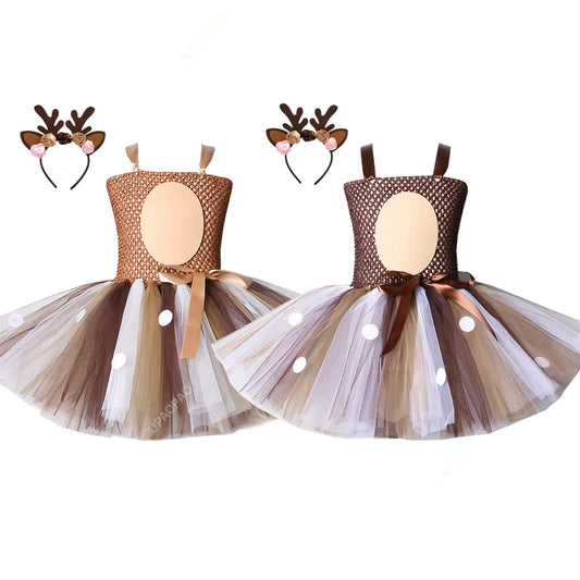 Cralom Sparkly Elf Tutu Dress - Fun Santa Costume for Girls