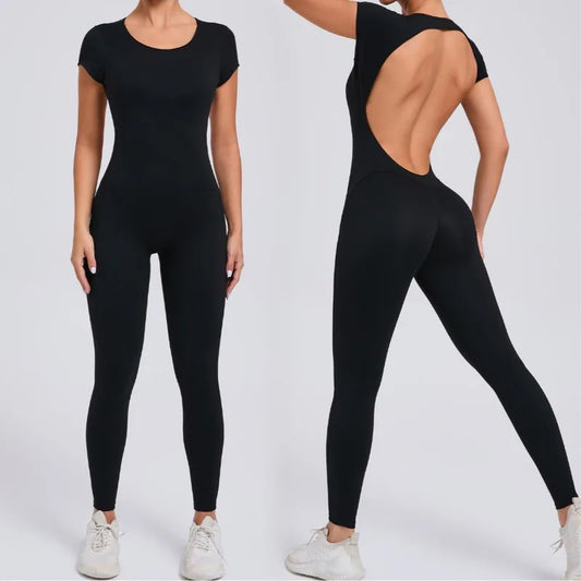 Cralom Seamless Yoga Bodysuit for Women – Backless Butt-Lifting Fitness Wear