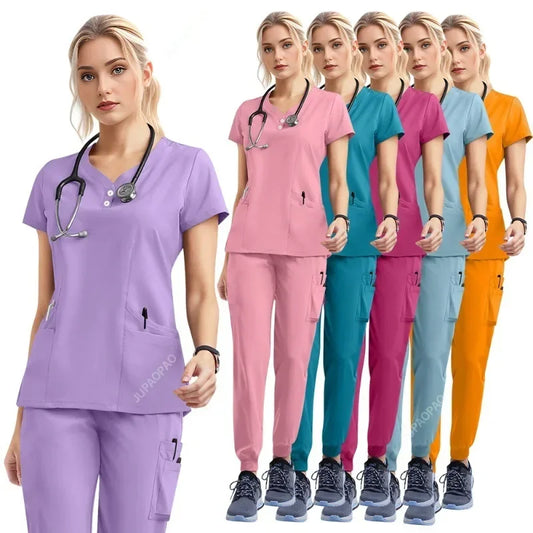 Cralom Women's Medical Scrubs Set - Professional Hospital Workwear & Accessories