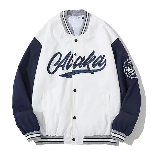Cralom Flocking Splice Jacket: Y2K High Street Fashion Hip-hop Loose Tooling Uniform