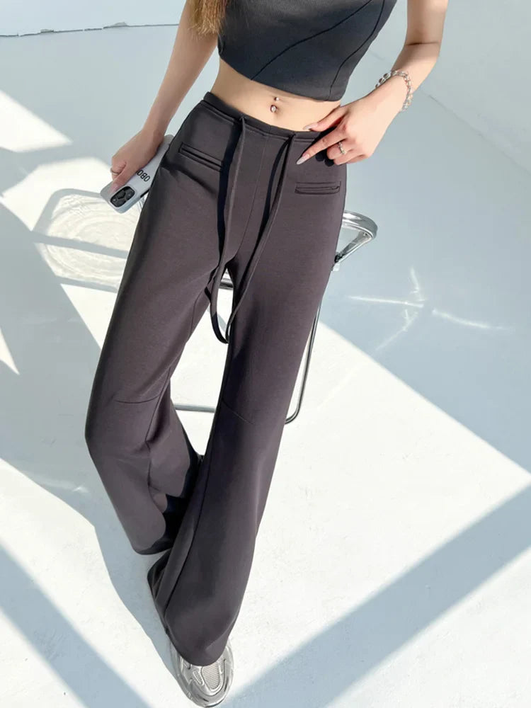 Cralom Vintage Capris: Women's Lace-Up Wide Leg Pants with Pockets