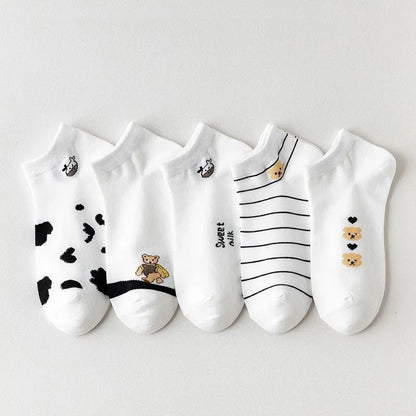 Cralom Striped Black & White Kids Short Socks for Spring & Summer