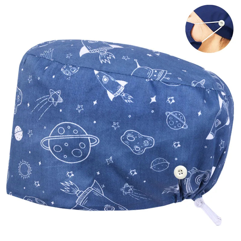Cralom Dental Patterned Scrub Cap – Adjustable Surgical Work Hat for Nurses & Doctors