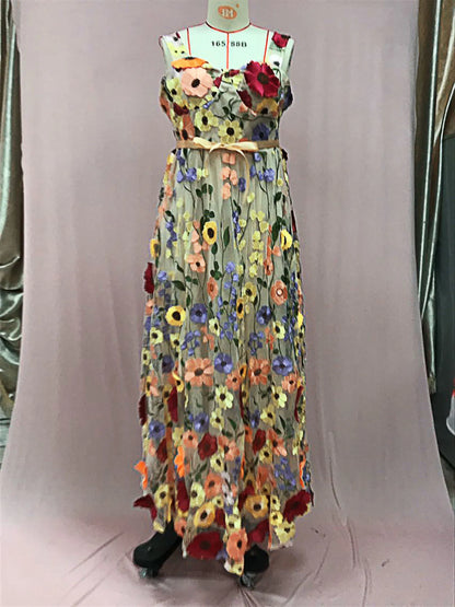 Cralom Summer Mesh Tulle Sequins Dress Women Sexy See Through Dots Party Evening Prom