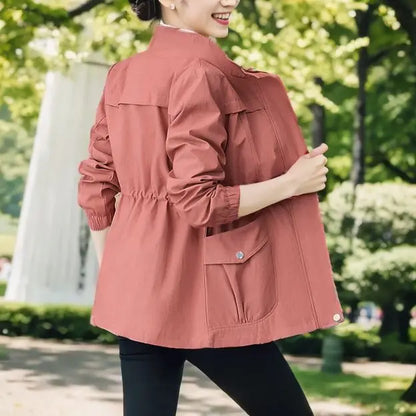 Cralom Khaki Windbreaker Jacket: Modern, High Quality & Elegant Outerwear for Women