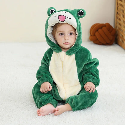 Cralom Green Frog Baby Jumpsuit with Tassel Hood - Animal Onesie