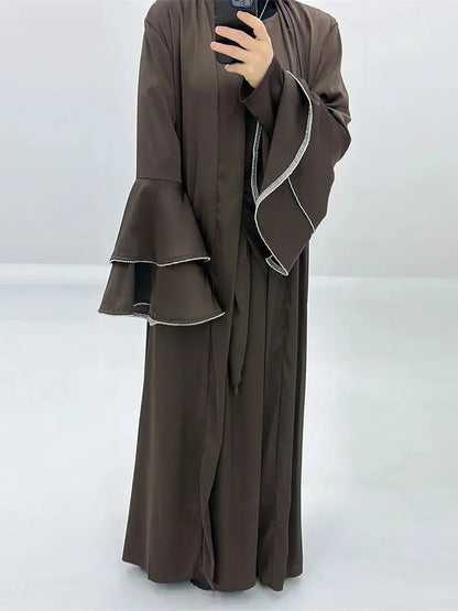 Cralom Ramadan Eid 3-Piece Abaya Set Kaftan for Women