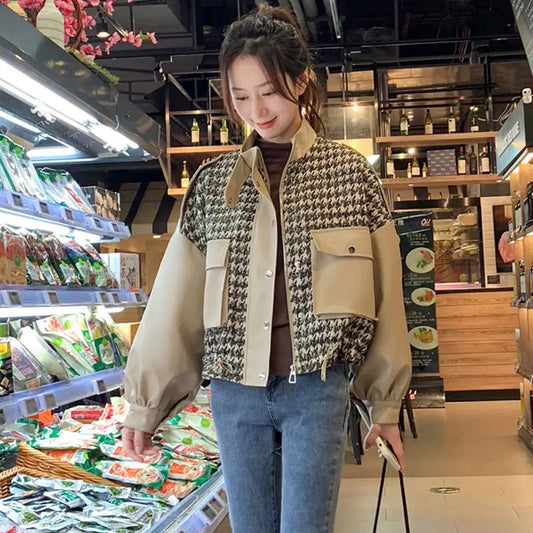 Cralom Women's 2024 Luxury Baseball Crop Jacket Winter Coat for Fashionable Fall Style