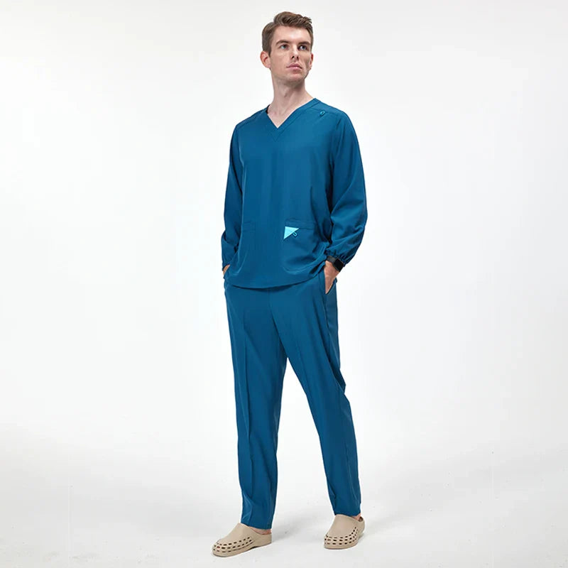 Cralom Unisex Scrub Set: V-Neck Top & Straight Leg Pant
