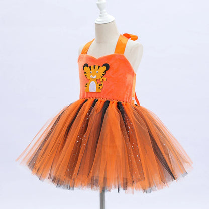 Cralom Baby Girls Halloween Cosplay Tutu Dress Tiger Cow Leopard Zebra Giraffe