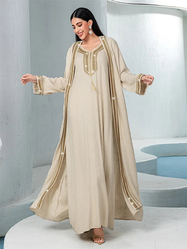 Cralom Ramadan Eid Abaya Set: 2-Piece Ensemble for Women