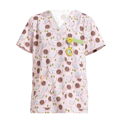 Cralom V-Neck Nurse Scrub Top - Anti-Static Medical Workwear