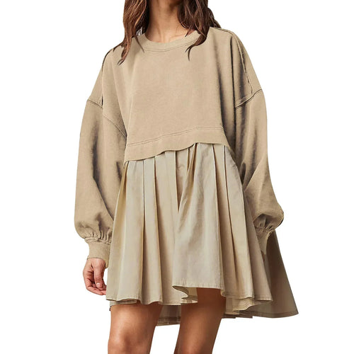 Cralom Color Blocked Pleated Dress for Autumn 2024
