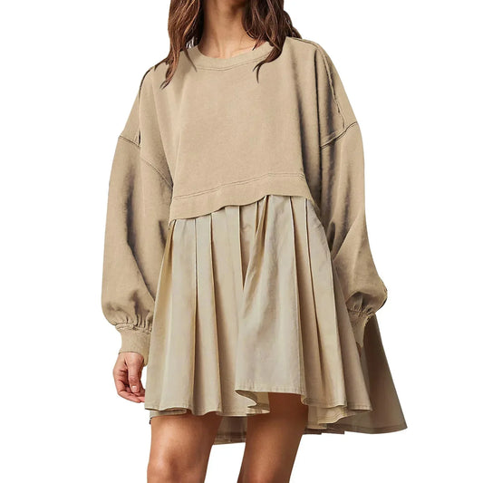 Cralom Color Blocked Pleated Dress for Autumn 2024