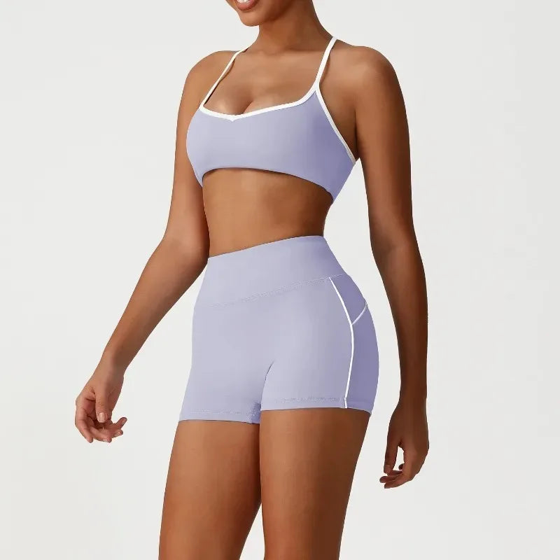 Cralom Color Block Seamless Yoga Set: Backless Bra & Booty-Lifting Leggings