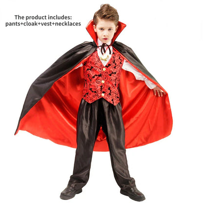 Cralom Boys Vampire Cosplay Costume Kids Halloween Carnival Party Outfit