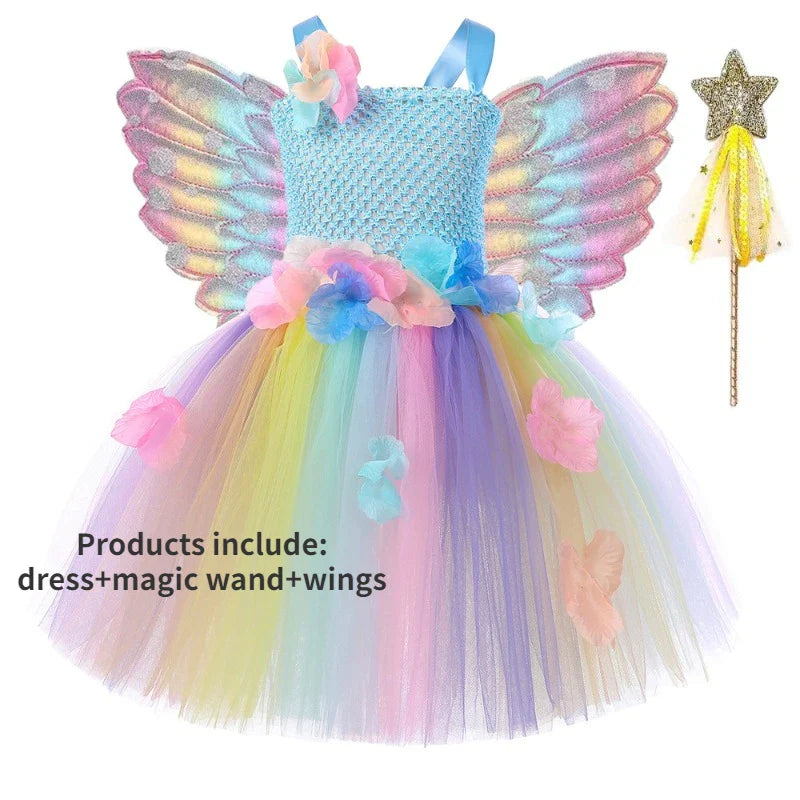 Cralom Fairy Tutu Dress with Wings - Halloween Cosplay Costume