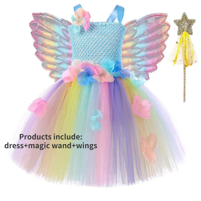 Cralom Fairy Tutu Dress with Wings - Halloween Cosplay Costume