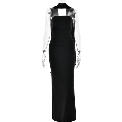 Cralom Strapless Waist Cinching Long Skirt - Elegant & Sexy Hip Hugging Dress