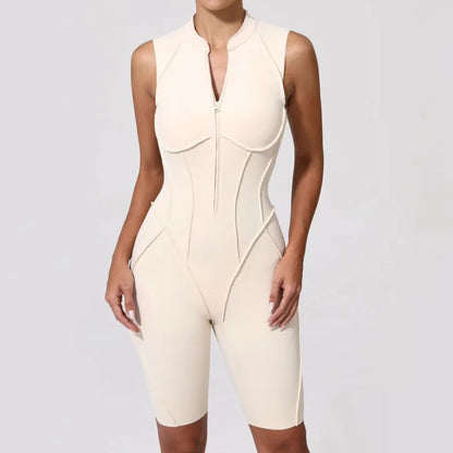 Cralom Seamless Brushed Fleece Yoga Jumpsuit with Backless Design