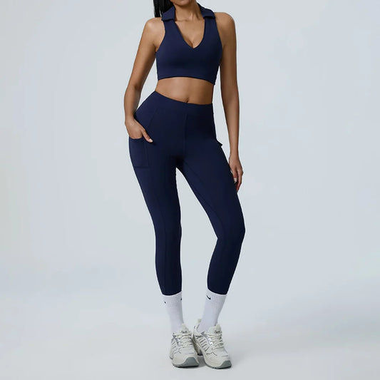 Cralom Yoga Set: High Waist Leggings & Top 2-Piece Fitness Outfit