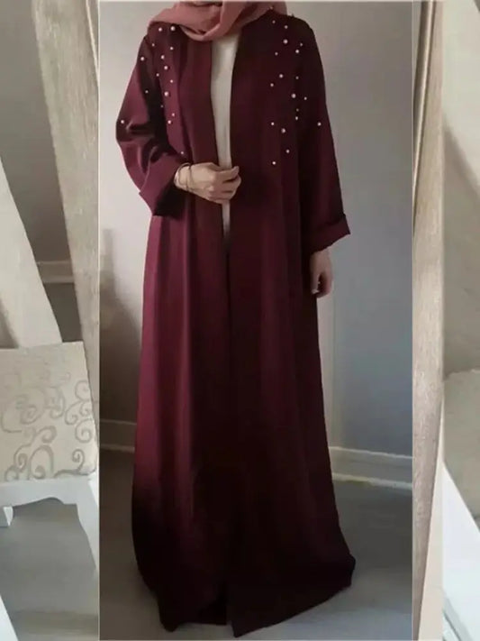 Cralom Luxury Eid Open Abaya Modest Kimono Kebaya Muslim Femme