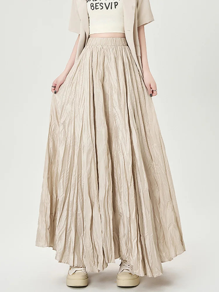 Cralom Women's High Waist A-Line Pleated Skirt - 2025 New Collection