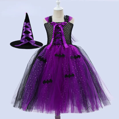 Cralom Sequins Mesh Bubble Skirt: Easter Bat Cosplay Dress for Witch Role
