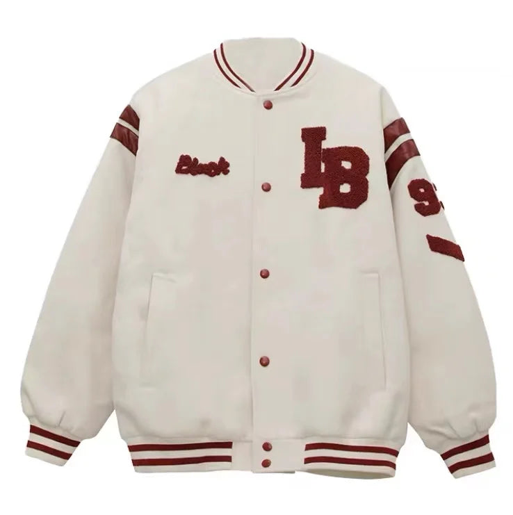 Cralom Flocking Baseball Uniform Jacket: Y2K Retro Vintage Lovers Motorcycle Casual Coat