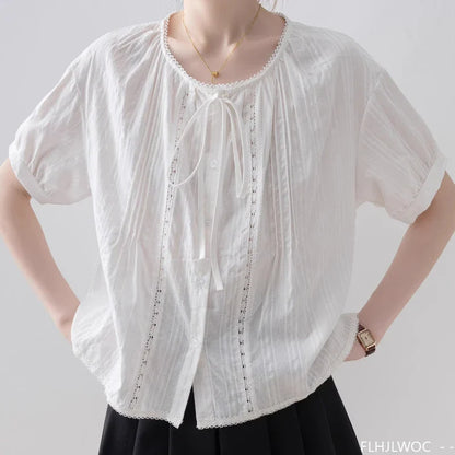Cralom Short Sleeve Lace Ruffle Top - Summer 2025 Collection