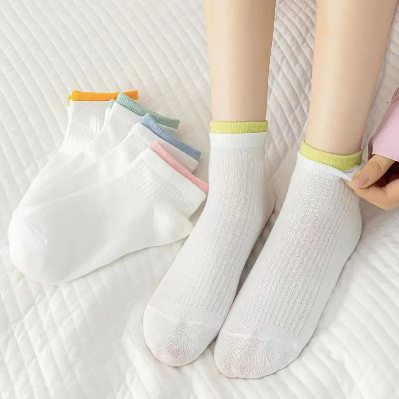 Cralom Striped Black & White Kids Short Socks for Spring & Summer