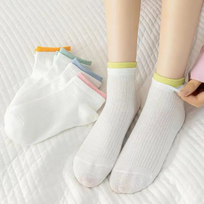 Cralom Striped Black & White Kids Short Socks for Spring & Summer