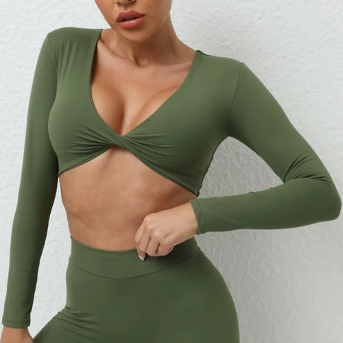 Cralom Seamless Long Sleeve Yoga Top for Women | Naked Feel Fitness Tee