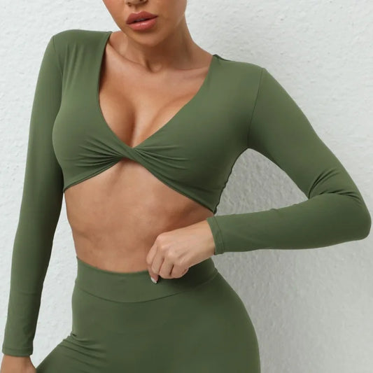Cralom Seamless Long Sleeve Yoga Top for Women | Naked Feel Fitness Tee