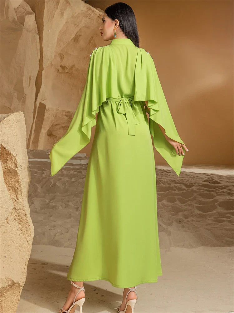 Cralom Ramadan Eid Abaya with Diamonds, Ideal for Evening Parties & Muslim Prayer