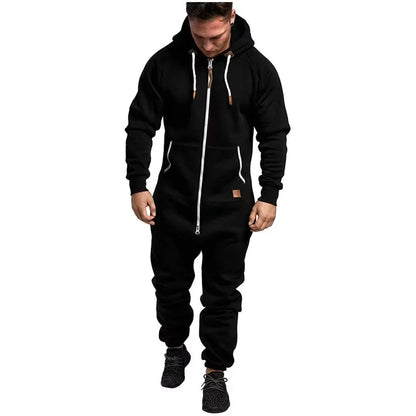 Cralom Men's Hooded Fleece Jumpsuit - Premium Workwear Set