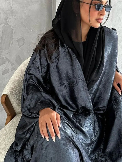 Cralom Shiny Satin Kimono Abaya Dubai Luxury Muslim Kaftan Robe Femme By Cralom Ramadan