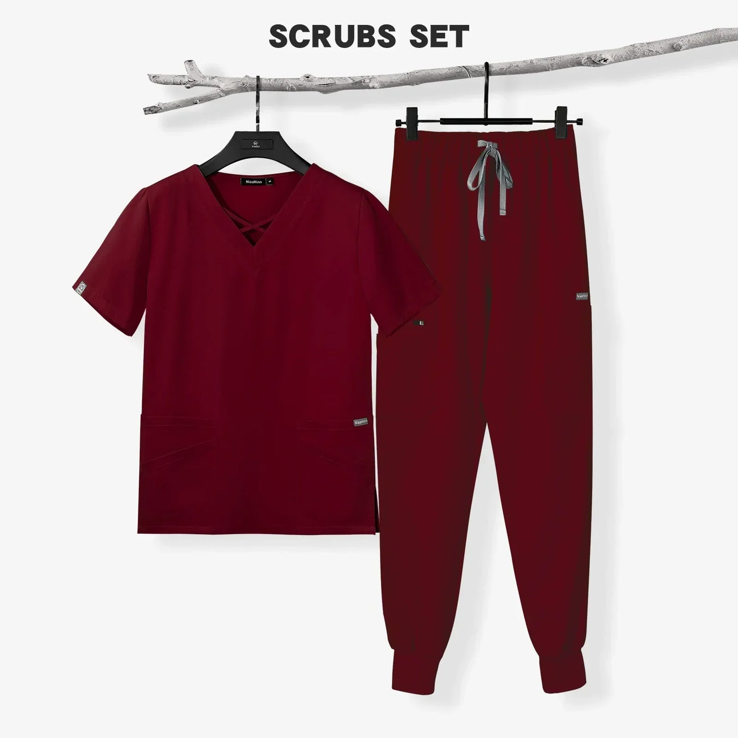 Cralom Pet Shop Medical Scrubs Set for Women with Short Sleeves
