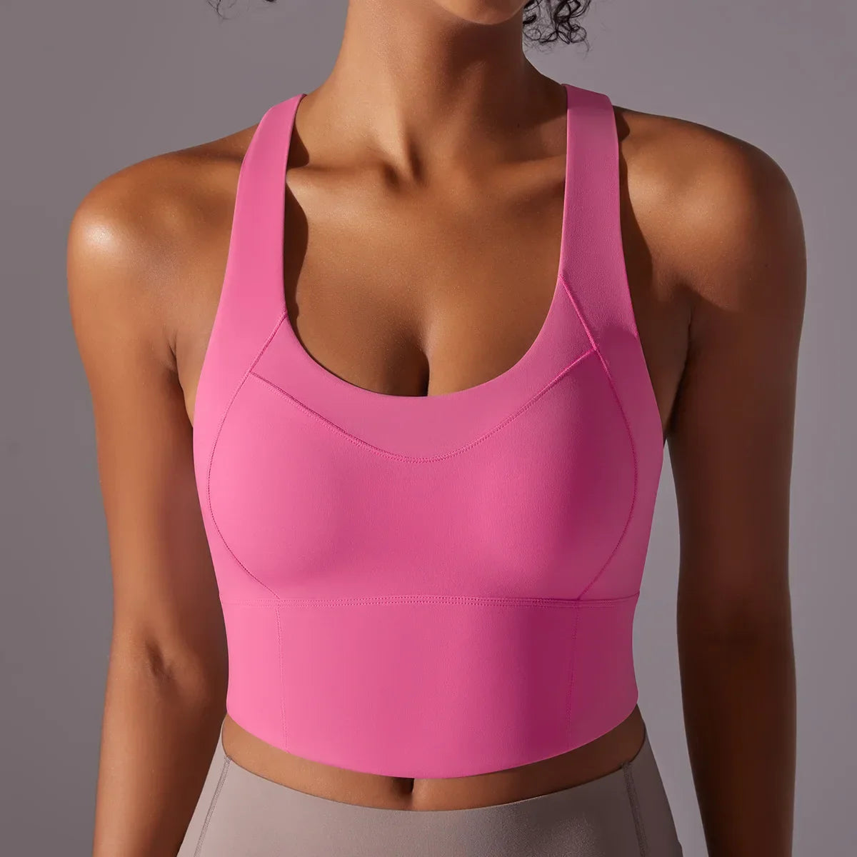 Cralom Cross Back Yoga Vest with Built-in Pads, Wide Straps Gym Crop Top