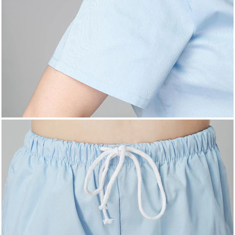 Cralom Women's Light Blue Scrub Set - V Neck Top and Pant