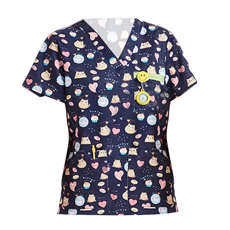 Cralom V-Neck Nurse Scrub Top - Anti-Static Medical Workwear