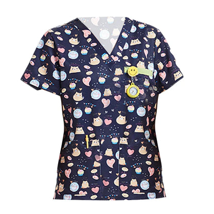Cralom V-Neck Nurse Scrub Top - Anti-Static Medical Workwear