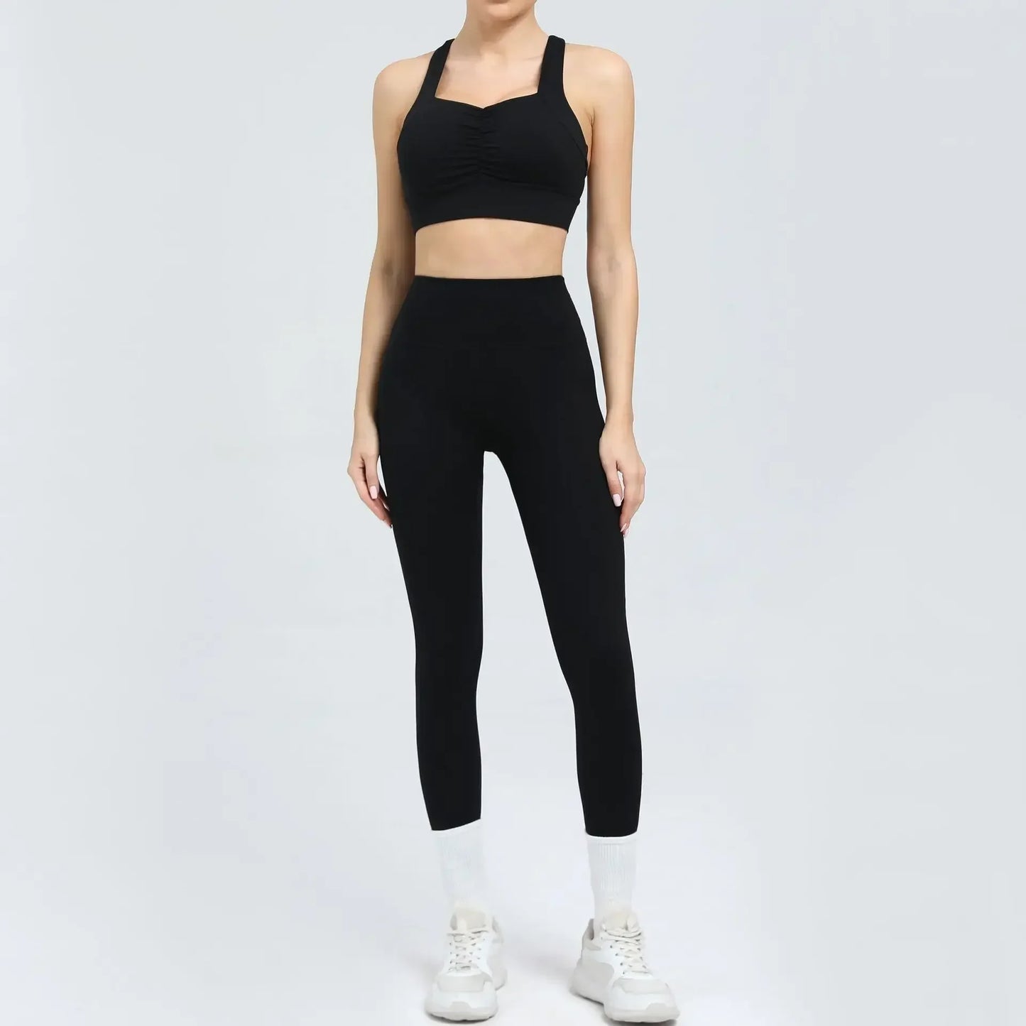 Cralom Seamless Yoga Set: Sports Bra & Butt Lifting High Waist Leggings